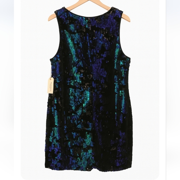 Sequin V-Neck Dress - Blue and Green - Picture 3 of 3